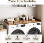 Washer Dryer Countertop, 54.3" x 27.6" Wooden Laundry Countertop with Edge Rails, Washer and Dryer Topper for Laundry Room Organization and Storage