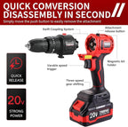 TEENO 20V MAX Power Tool Combo Kit, 10 Tool Cordless Power Tool Set with 2 Batteries, Charger, and Tool Box Included, Brushless Combo Kit for DIY, Home Improvement, and Yard Work