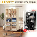 Ofiray-home 5 Tier Hanging Closet Organizer, 14 Compartments Sweater Organizer for Closet with 3 Sturdy Hooks, Closet Organizers and Storage, Wardrobe, Rv, Garment Rack, Beige