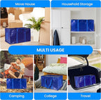 Simple Deluxe 12 Pack Moving Bags, Heavy Duty Storage Totes with Lids, Sturdy Handles& Zipper, Moving Boxes Alternative, Extra Large, for Clothes Packing, Moving Supplies, Blue