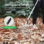 VIVOSUN 2-Piece Leaf Rake Set - Adjustable Garden/Camping Rake with 15/9 Tines, Collapsing Tines & Telescopic Handle (64'' & 30'')