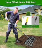 Lawn Leveling Rake 17x10 Inch , Heavy-Duty Yard Leveling Rake 6.2FT Leveler Tool for Soil, Sand & Topsoil, Backyard, Garden, Golf Course