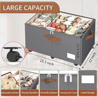 Foyego Shoe Organizer for Closet, Shoe Storage Organizer with Wheels and Adjustable Dividers, Stackable Shoe Storage Box with Clear Cover, Foldable Closet Shoe Organizer Fits up to 24-48 Pairs, Gray