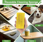 4-Pack Damp Clean Duster Sponge Brush for Cleaning Blinds, Glass, Baseboards, Vents, Railings, Mirrors, Window Track Grooves and Faucets (Yellow)
