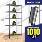 Romorgniz Storage Shelves Adjustable Metal Shelving Unit 5 Tier Wire Shelving,1010LBS Pantry Shelves Sturdy Steel Wire Shelf for Laundry Bathroom Kitchen Pantry, 13.6" D x 21.5" W x 59.4" H, 2PCS