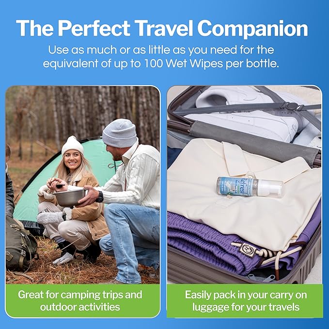 Refresh Wipes Foam Value Bundle – 3 Travel Foams + 8oz Refill – Eco-Friendly Wet Wipe Alternative
