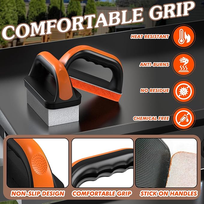 19 in 1 Griddle Cleaning Kit for Blackstone Accessories, Flat Top Grill Cleaning Kit w/Griddle Scraper, 4 Grill Stone, Griddle Brush Easy to Remove Stain - 5060