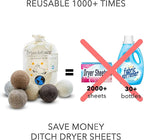 Friendsheep Wool Dryer Balls, Organic Reusable Fabric Softener Alternative for Laundry, Handmade, Fair Trade, Hypoallergenic, Eco-Friendly, Plastic-Free (6 Pack XL - Natural Mystic)