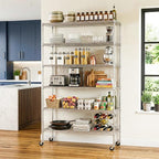 BestOffice | 6-Tier Wire Shelf with Wheels | 45"x18"x82" | Chrome | Adjustable Racks | Heavy-Duty Storage Shelves, Holds Upto 510 lbs | Rust-Resistant, No-Tool Assembly | for Home, Garage Shelving