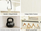 StorageWorks Hanging Closet Organizer with Metal Rod, 6-Section Closet Organizers and Storage, Collapsible Hanging Shelves for Baby Clothes, Shoes, Sweater Storage, Ivory and White