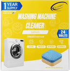 Air Jungles Washing Machine Cleaner Tablets 24 Count, Lemon Scent, Deep Cleaning, Dirt Remover, Clean Laundry Washer Drum and Tub, Compatible with Front and Top Load Washer, 12 Month Supply