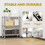 M MZG 750 lbs 3 Tier Shelf Metal Storage Shelves Wire Rack Closet Organizers for Garage Kitchen Bathroom Laundry Chrome 11.8" D x 25.6" W x 31.5" H