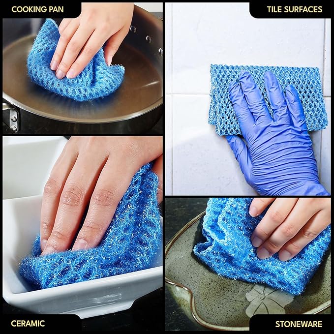 Non Scratch Dish Scrubbers for Cleaning Dishes (3PK) - Reusable Kitchen Sponge - Replace Dish Sponges for Washing Dishes - Best Household Scrubbing Pad & Alternative Dishwashing Scrub Pads Supplies
