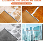 JOYBOS Rubber Floor Squeegee for Smooth Surface Concrete Floor, Tile Floor, Heavy Duty Garage Shower Floor Squeegee Broom for Removing Water, Commercial Scrubber Mop with Adjustable Long Handle (XL)