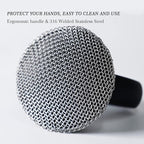 MEIXINZHI Cast Iron Cleaner, Chain Mail Scrubber & Pan Grill Scrapers - 2 in 1 Cast Iron Skillet Cleaner (Black, with mat)