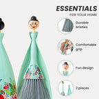 Vigar Mini Broom and Dustpan Set, Small Broom and Dustpan Set for Dust, Pet Hair, Car, and Crumb, Perfect for Home and Camping Essentials, Turquoise