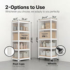 HOMEDANT House 24.4" W 5 Tier Heavy Duty Garage Shelving Adjustable Metal Rack Storage Shelves Standing Shelf Unit Organizers Pantry Closet Office White 1Pack