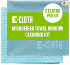 E-Cloth Microfiber Window Cleaning Cloth Kit - Glass Cleaning Cloth for Windows, Mirrors, Cars, Lenses, Eyeglasses, & More, Streak Free Clean, Machine Washable Reusable Towel - Alaskan Blue