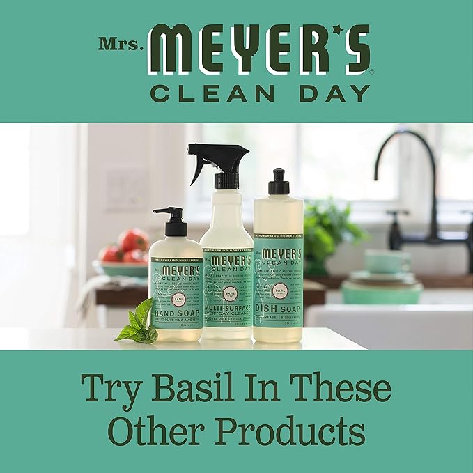 MRS. MEYER'S CLEAN DAY Liquid Fabric Softener Bottle, Basil Scent 32 Fl oz (Pack of 4)
