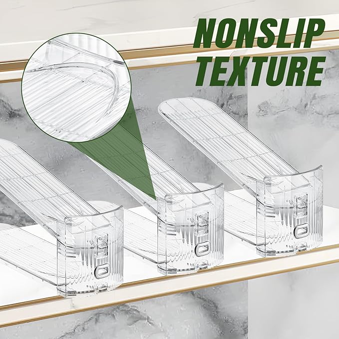 MOVDEET Shoe Slots Organizer,10 Pack Transparent Shoe Stacker Adjustable Shoe Slot Organizer Space Saver Shoe Rack Holder Shoe Storage Organizers for Closet,Transparent