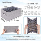 Fixwal 4pcs Wardrobe Clothes Organizer with Board Closet Organizers and Storage 7 Grids Divider Organizers Washable Compartment Storage Bins for Jeans T-shirt Pants Legging