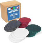 5" Abrasive Pad Hook & Loop Round Non-Woven Surface Prep Discs, Polish Wood, Strip Paint, Remove Rust, Deburring, Oxidation, Coarse, Medium, Fine Scuff Pads - 240 320 800 Grit - 16 Pack (Assorted)