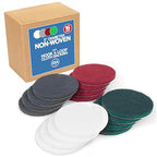 5" Abrasive Pad Hook & Loop Round Non-Woven Surface Prep Discs, Polish Wood, Strip Paint, Remove Rust, Deburring, Oxidation, Coarse, Medium, Fine Scuff Pads - 240 320 800 Grit - 16 Pack (Assorted)