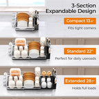 Delamu Stainless Steel Dish Drying Rack, Expandable Dish Drainer, Anti-Rust Large Dish Racks for Kitchen Counter, Dish Strainers with Drainboard, Utensil Holder & Cup Holder, 13.4"-28.7" L x 11.8" W