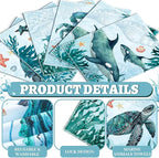 36 Pack Sea Animals Reusable Cleaning Cloths Washable Cotton Kitchen Towels for Home (Blue)