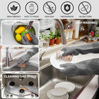 Reusable Waterproof Household Dishwashing Cleaning Rubber Gloves, Non-Slip Kitchen Glove (Grey, Medium (Pack of 3))