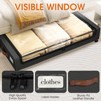 SpaceHacks Under Bed Storage with Wheels 3Pack Storage Containers with Clear Window&Label Under Bed Drawers Rolling Under Bed Storage for Clothes,Shoes, Blankets (30.71 x 16.93 x 6.69 in, Black)