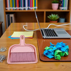 Plastic Mini Broom and Dustpan,Mini Cleaning Brush with Dustpan Set Desktop Cleaning Accessories,Pink with Set,Plastic Broom