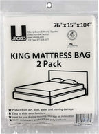 Uboxes King Mattress Poly Covers, 76 x 15 x 104 inch, 2 Count (Pack of 12), Clear