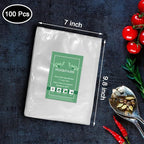 7" x 9.8" Vacuum Sealer Bags,Heavy Duty Pre-Cut Design Commercial Grade Food Sealable Bag for Heat Seal Food Storage,Smell Proof Bags Boilsafe to 280°F Freezable, Resizable,Reuseable (100Pcs)