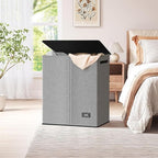 SOLEDI Double Laundry Hamper with Lid and Removable bag, Large Laundry Basket 2 Section with handles, Collapsible Dirty Clothes Hampers for Laundry, Bedroom, Dorm, College