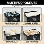 Farmhouse Metal Detergent Pod Container with Dryer Sheet Holder for Laundry Room Organization and Storage - Holds Over 200 Pods and 300 Sheets