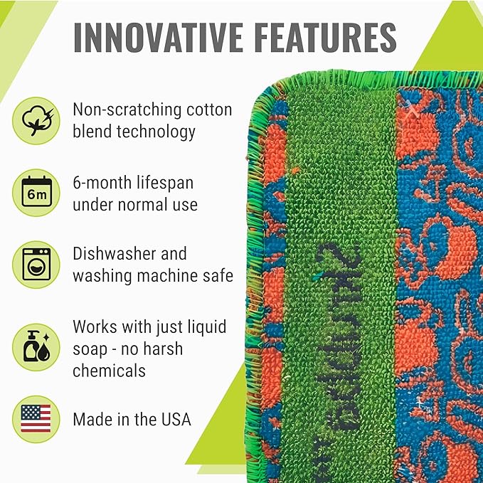 Wet-It Skrubba Non-Scratch Scouring Pad – European Scrubby Sponge for Kitchen Cleaning, Dishes, Pots, Pans, Glass & Cookware – Durable Reusable Pad (Kitchen)