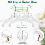 Quality Hangers 96 Pack Clear Plastic Hangers with Super Easy 360 Degree Swivel Hook – Shirt Hangers with Precision Notches for Secure Hanging – Slim Crystal Coat Hangers – 17 Inches (96, 17")