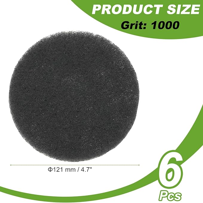 Power Scrub Pads, Scrubbing Pads 1000 Grits Scouring Discs - Fitting for (Home Kitchen Cleaning - Drill Attachment - Scrubber Replacement) 6 Pcs & 5 Inch & Gray