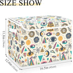 senya Large Storage Bins with Linen Collapsible Foldable Storage Cubes Fabric Closet Organizer Containers box with Flip-Top Lid for Home Bedroom Office 16.7 x 12.6 x 11.8in (Triangle Eye)