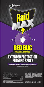 Raid Max Bed Bug Crack & Crevice Extended Protection Foaming Spray, Kills Bed Bugs for up to 8 weeks on Laminated Woods and Surfaces, 17.5 oz