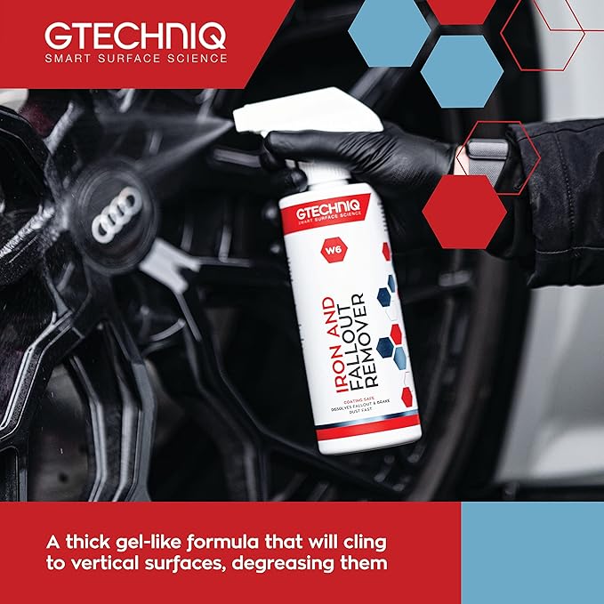 Gtechniq W6 Iron Removing Wheel & Paint Cleaner for Cars, Brake Dust Remover, Degreaser and Alloy Wheel Cleaner for Wheels, Rims and Paintwork, Safe on Coating - 5L