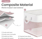 Large Storage Baskets- 15x11x10 inch Storage Bins for Shelves and Closet Organizing, Foldable Fabric Bin for Home Organization Clothes and Laundry (1-Pack, White&Pink)