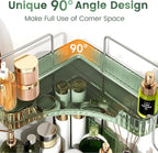 3-Tier Green Corner Organizer, PET Counter Storage with Hooks | Multi-Surface Organizer for Bathroom Vanity & Kitchen Countertop