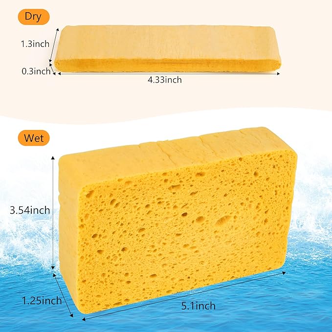 8-Count Pop Up Cellulose Sponges | Non-Scratch Eco-Friendly Kitchen Sponges for Dishes, Bathroom, Cars | Tear-Resistant Natural Scrub Sponges | Biodegradable Compostable Cellulose