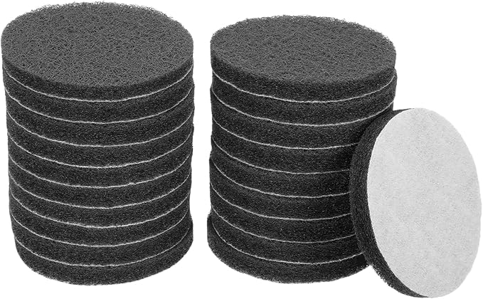 HARFINGTON 20pcs Scrubber Scouring Pads 1200 Grits 4 Inch Drill Power Brush Hoop and Loop Surface Conditioning Disc Drill Scuffing Disc Scrub Pads for Home Kitchen Cleaning, Light Grey