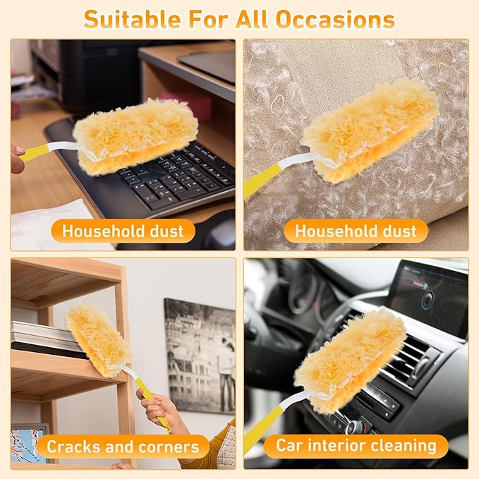 60 Count Heavy Duty Duster Refills for Swiffer, Multisurface 360° Larger Size Dusters with 4X Microfibers, Disposable Dusters for Pet, Cleaning Home, Blinds, Fans, Corners (60 pcs-Orange)