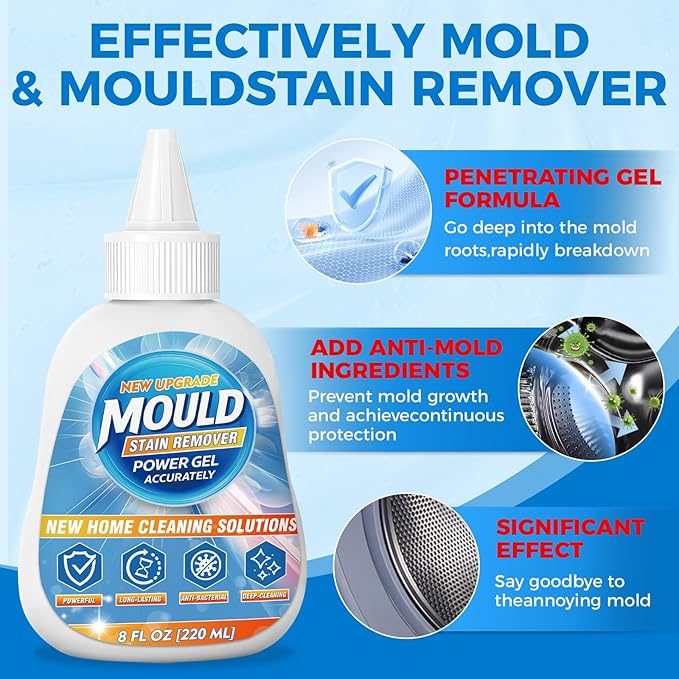 Mold Stain Remover Gel, Heavy Duty Washing Machine Cleaner, Multifunctional Stain Remover, Use on Home Sink,Toilet, Washing Machine, Seal Bathroom, Tile Grout Stains (8 Fl oz)