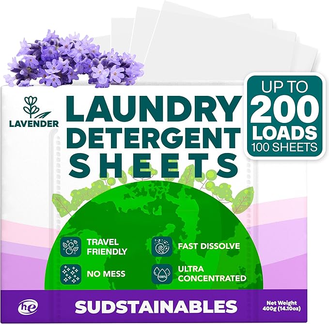 Lavender Laundry Detergent 100 Sheets and Fabric Softener Sheets bundle