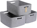Large Storage Baskets for Shelves, Closet Organizers Bins for Clothes Blanket Towels, Baby Nursery, Toy Baskets Box, Woven Rope Baskets, 17 x 13 x 7.5”, 3 Packs Mixed Grey